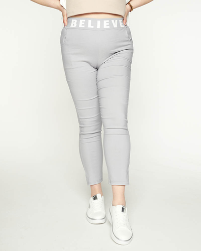 Pantalon en tissu pour femmes avec lettrage gris clair - Vêtements