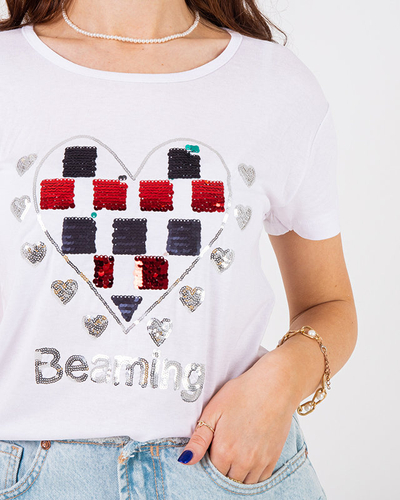 T-shirt femme blanc imprimé - Vêtements