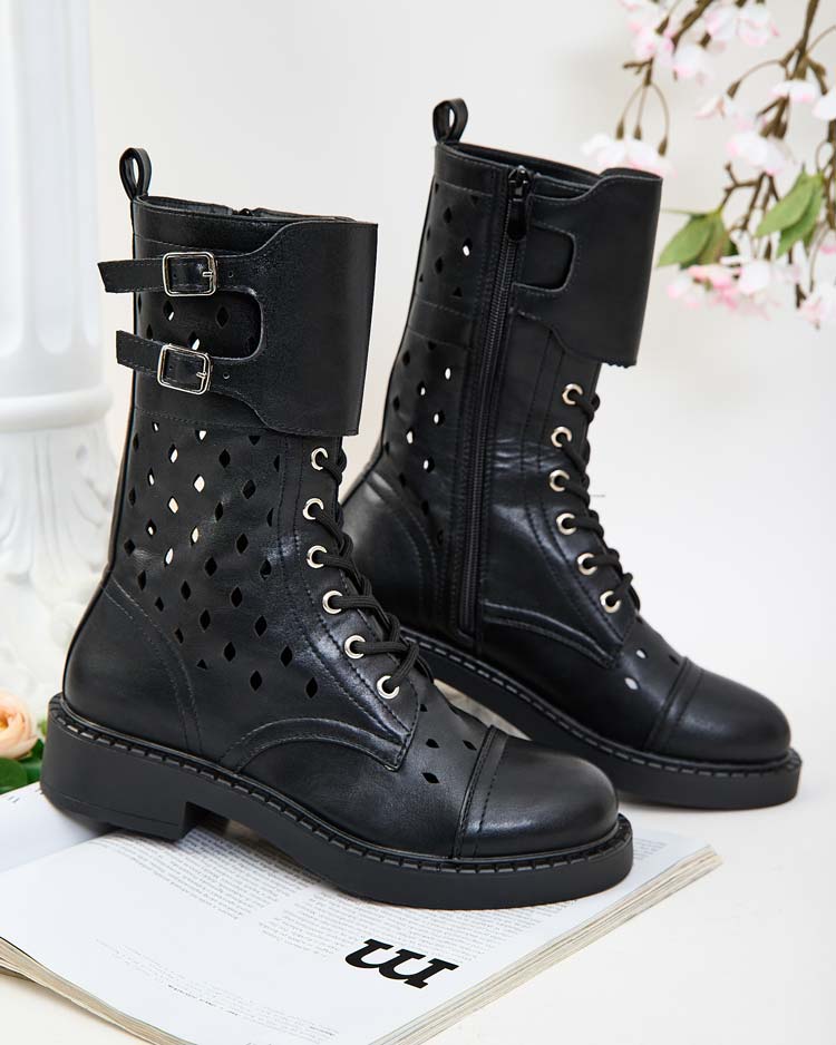 Royalfashion Bottes à lacets ajourés pour femme Belsel
