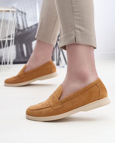 Mocassins femme en éco-suède couleur camel Daffer- Footwear