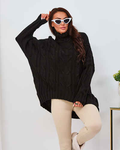 Royalfashion Pull à col roulé asymétrique cobalt pour femme