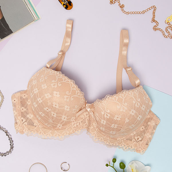 Soutien-gorge femme avec dentelle beige - Sous-vêtements