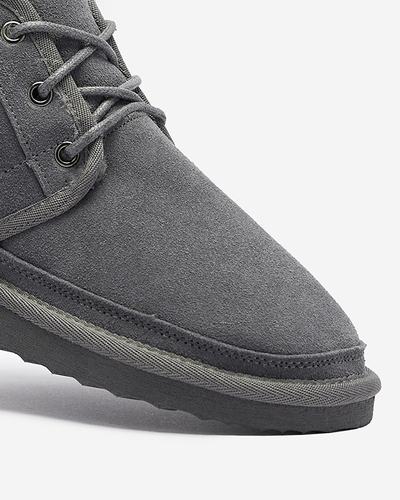 Bottes de neige nouées pour femmes grises avec fourrure Miusho - Chaussures