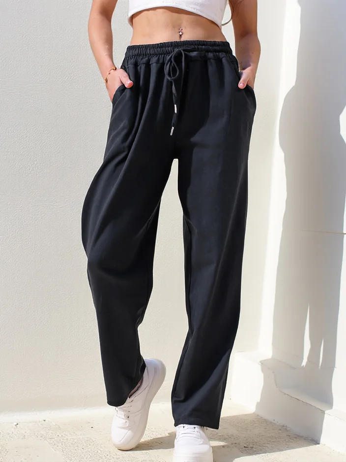 Pantalons droits en coton pour femmes Royalfashion