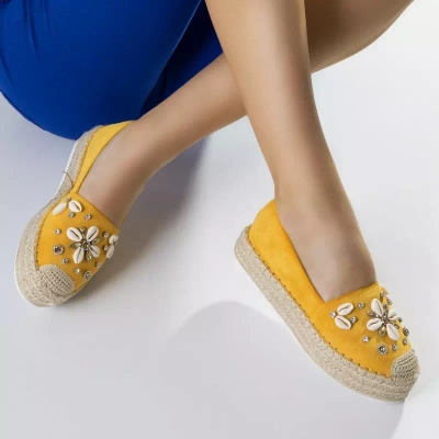 OUTLET Espadrilles jaunes pour femmes avec décoration Loranda - Chaussures