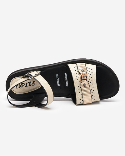 Sandales plates pour femmes beige brillant Nafi- Footwear