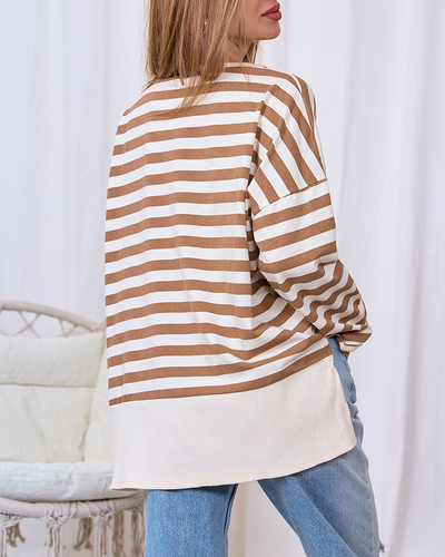 Royalfashion Chemisier long pour femme à rayures marron
