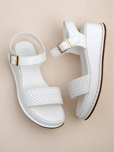 Royalfashion Sandales compensées femme avec bride tressée Fiolle