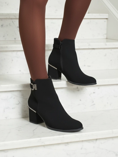 Bottines femme en cuir écologique à talons épais Ruvina
