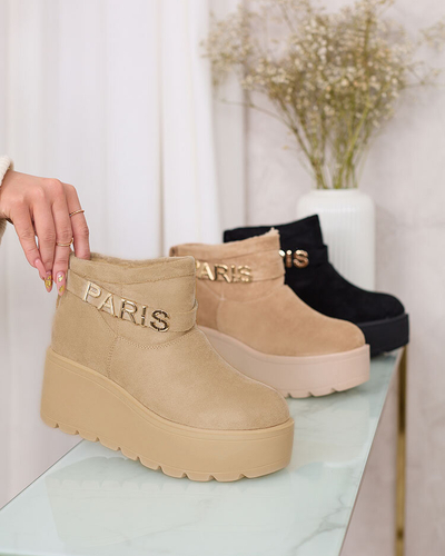 Royalfashion Beige chaussures femme a'la bottes de neige avec ornement Parisela
