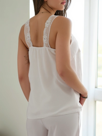 Blouse sans manches Royalfashion pour femmes avec dentelle