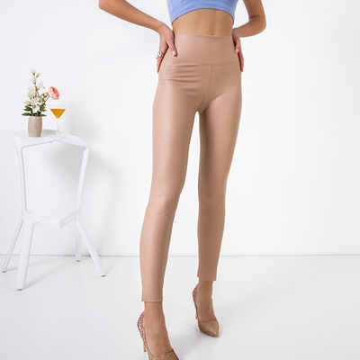 Legging en éco-cuir mat pour femme beige - rose - Pantalon