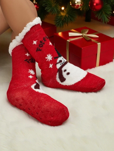 Chaussettes Femme Aurora Rouges en Tricot de Noël