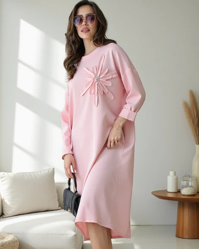 Robe midi femme Royalfashion en tissu surdimensionné avec fleur