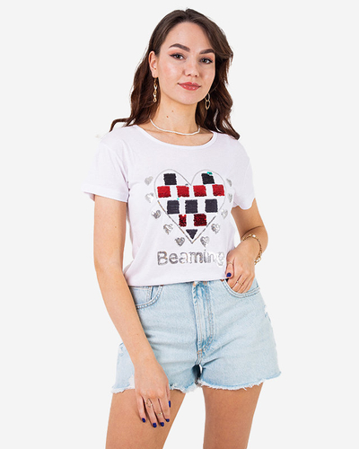 T-shirt femme blanc imprimé - Vêtements
