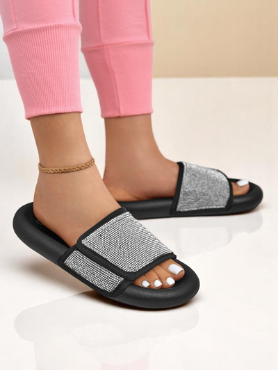 Royalfashion Claquettes plates pour femmes Sparkle Step
