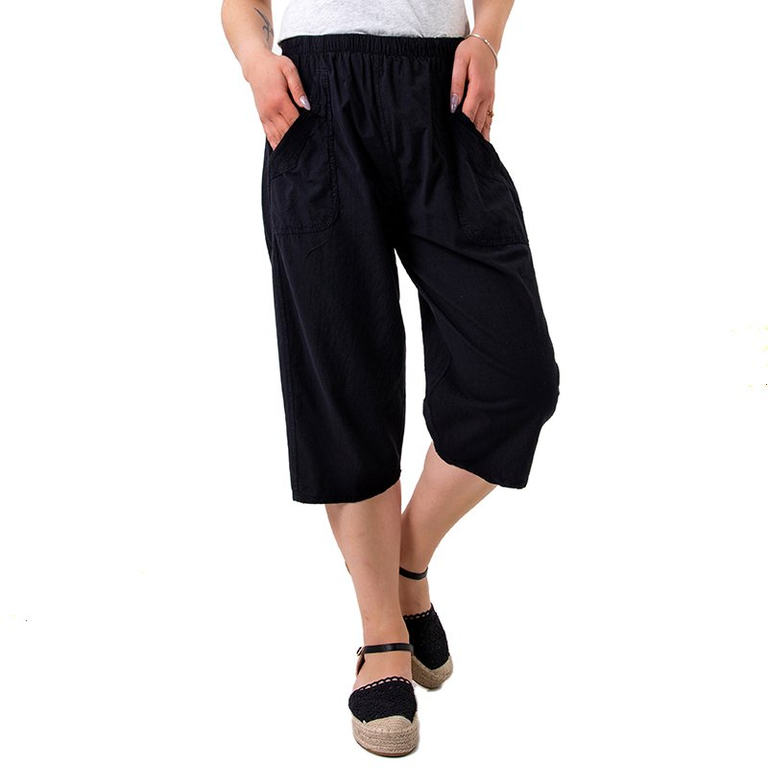 Pantalon droit 3/4 femme noir GRANDE TAILLE - Vêtements