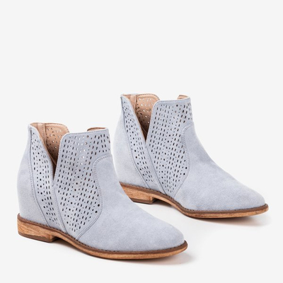 Bottes bleu clair sur un talon compensé recouvert de bottes de cowboy Besis - Chaussures 1