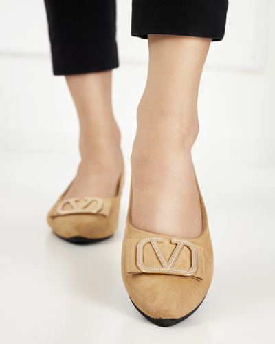 Ballerines beiges pour femmes avec ornement sur le bout Cavo - Footwear