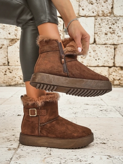 Royalfashion Bottes courtes style bottes de neige pour femmes Winter Crest