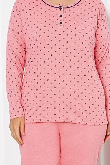 Royalfashion Ensemble de pyjama pour femmes en coton en 2 pièces avec cœurs TAILLE PLUS