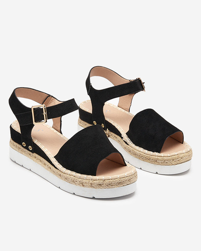 OUTLET Sandales compensées noires pour femmes Setovia - Chaussures