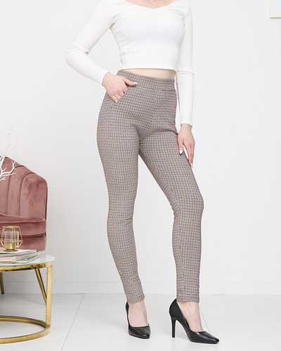 Treggings à carreaux marron et noir pour femmes - Vêtements
