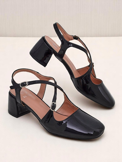 Royalfashion Escarpins à petit talon pour femme avec brides décoratives Lollita