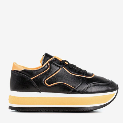 Chaussures de sport pour femmes noires sur une plate-forme épaisse avec inserts de néon Savss - Footwear 1