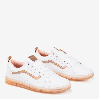 Sneakers femme blanches avec insert holographique rose clair Domsca - Footwear 1