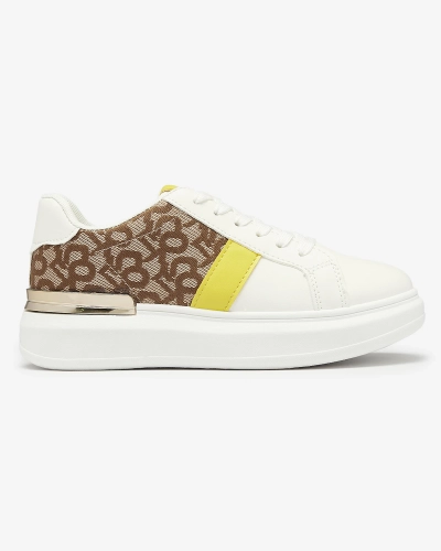 Royalfashion Chaussures de sport pour femmes blanches et marron Mlysio