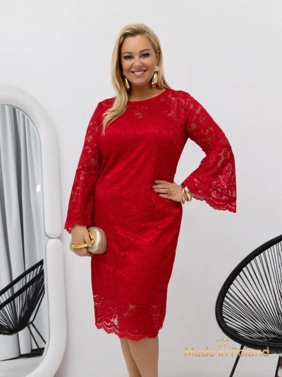 Robe midi en dentelle pour femmes à manches larges Kiss Star