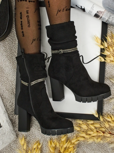 Bottines femme en daim écologique à talons épais RuneFlicker