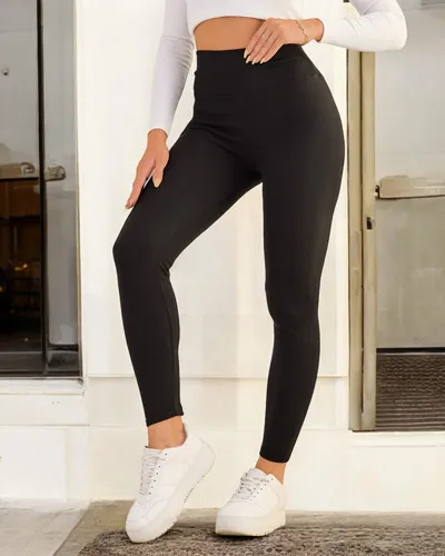Royalfashion Leggings en coton côtelé pour femme