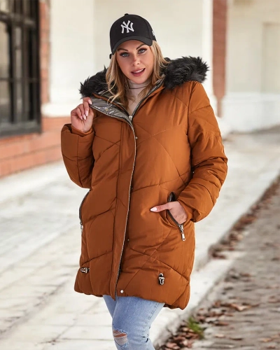 Royalfashion Veste d'hiver pour femme marron