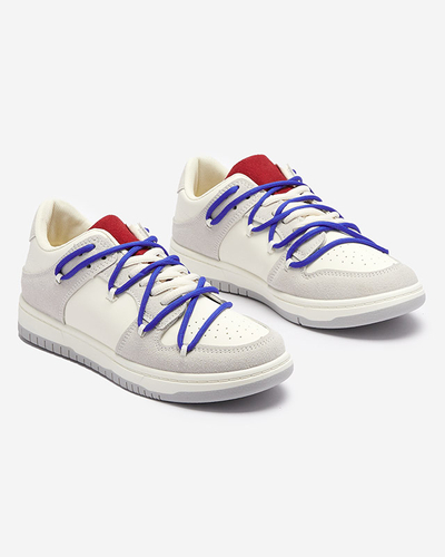 Baskets de sport pour femmes blanc-gris avec lacets bleu marine Olierinc - Chaussures