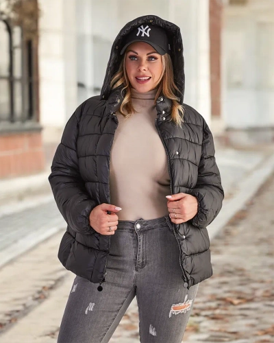 Royalfashion Veste d'hiver noire pour femme
