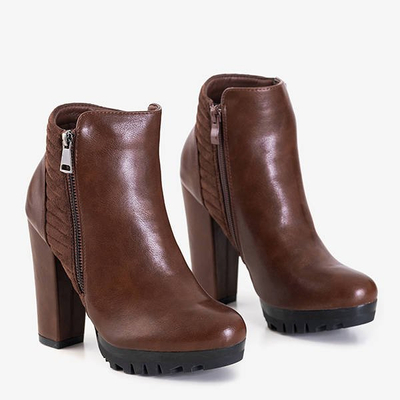 Bottines femme Santiago marron avec fermeture éclair décorative - Footwear