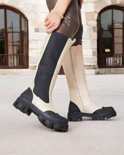 Royalfashion Bottes mi-mollet pour femme beige Blyss