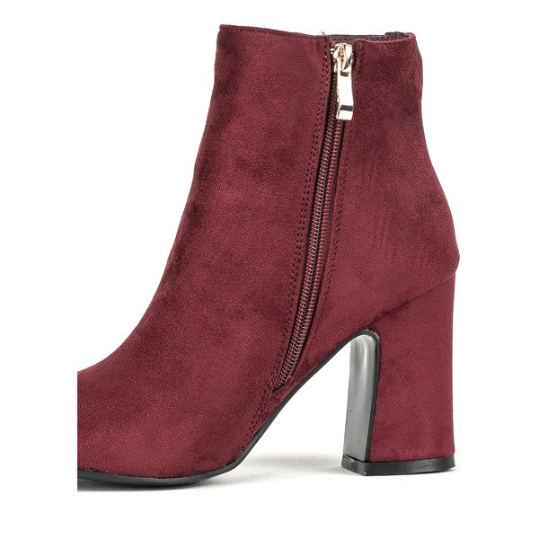 Bordowe botki na słupku Hilevier - Obuwie