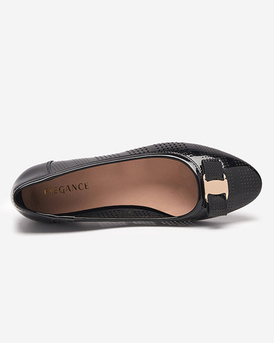 OUTLET Ballerines femme noires ajourées à nœud Rumac - Souliers