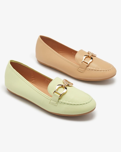 Mocassins pour femme en éco-cuir vert avec embellissement Wiwet-Footwear