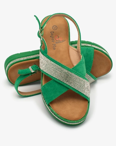 Royalfashion Sandales vertes en suédine écologique avec zircons Trikys