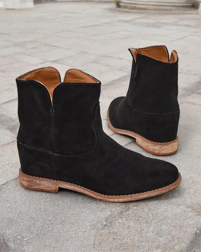 Royalfashion Bottes de style cowboy sur un talon compensé couvert Blueston