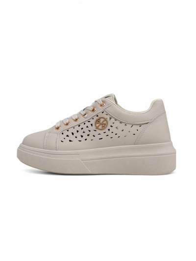 Baskets pour femmes Callista beige cuir écologique printemps talon plat
