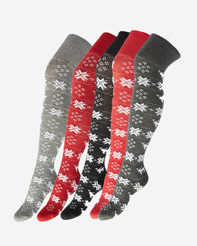 Chaussettes montantes de Noël en gris clair pour femmes- Sous-vêtements