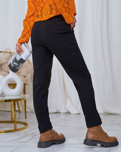 Royalfashion Pantalon en velours côtelé noir pour femme