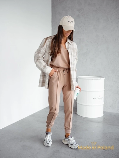 Ensemble Beige Livia avec Col en V