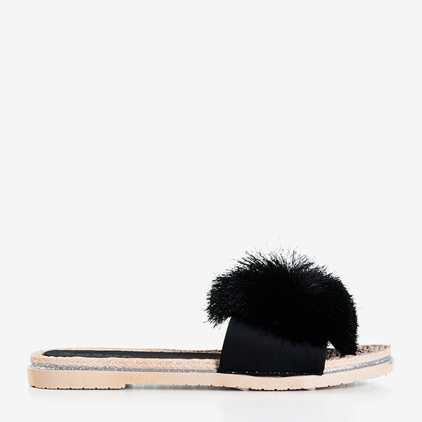 Tongs noires avec un gland Talvika - Chaussures 1