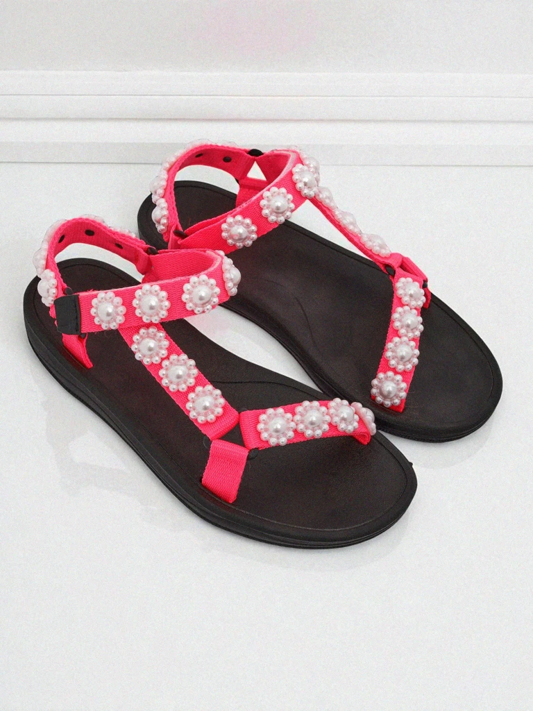 Sandales Livia Rosa – Sandales confortables pour femmes Royalfashion avec des jets de perles